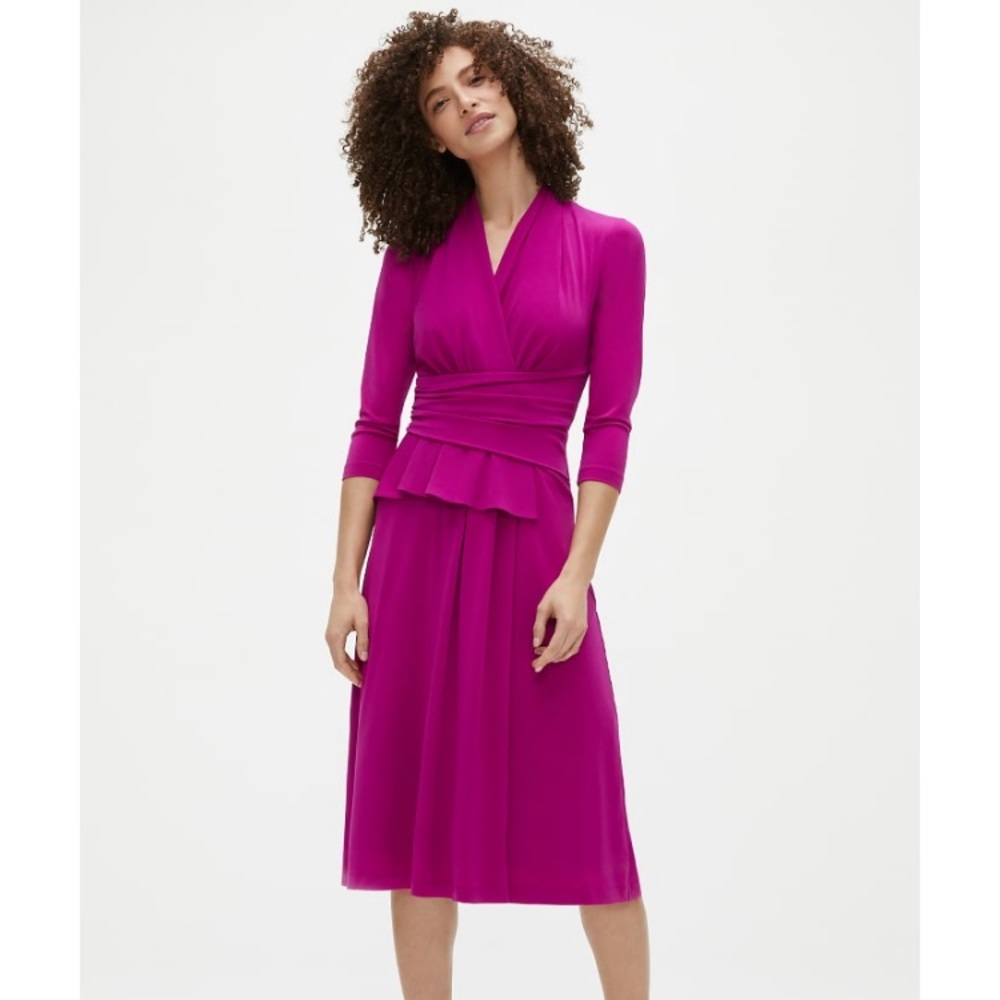 The Fold London women UK 12 US 8 Arlington A Line Midi Pink Magenta Wrap Dress